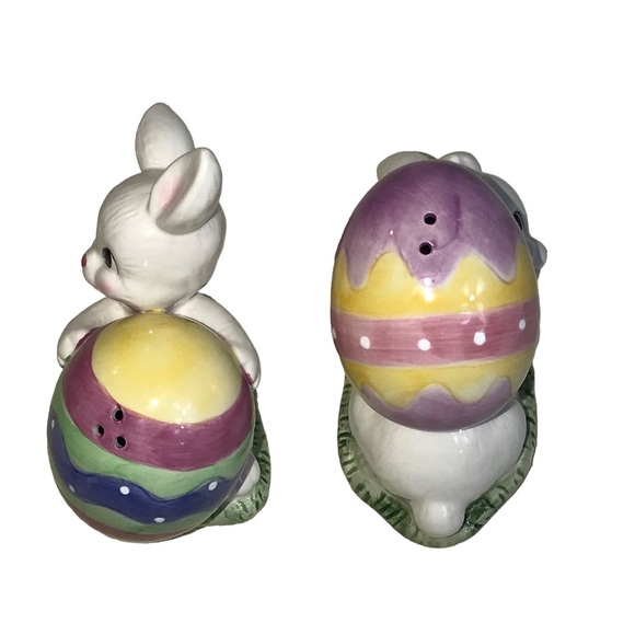 Fitz And Floyd Salt Pepper Shakers Easter Bunny Rabbits Eggs Spring Decorations - Picture 8 of 8